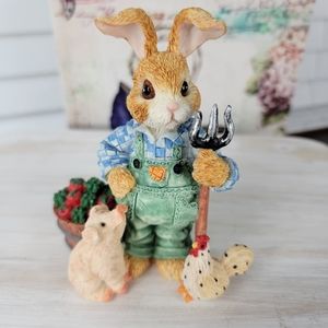 Adorable Rabbit Farmer Figurine